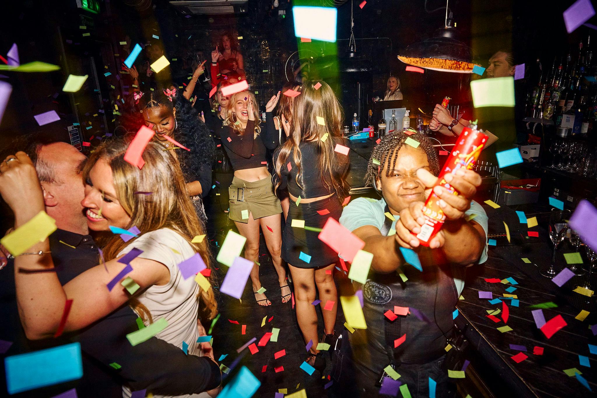 Confetti and Party Poppers at The Cocktail Club